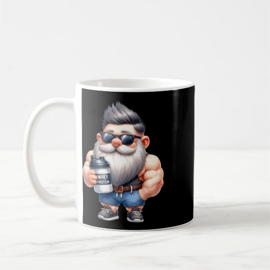 Whey Protein Gnome Vater Funny Bodybuilder Graphic Kaffeetasse (Links)