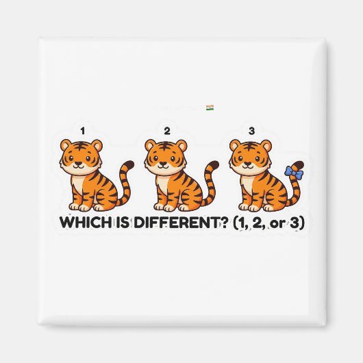Which Is Different? Cute Tiger Animal World Game Magnet (Vorne)
