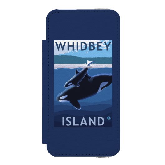 Whidbey Insel, WashingtonOrca und Kalb Incipio iPhone Geldbeutel-Hülle (Folio Vorderseite)