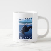 Whidbey Insel, WashingtonOrca und Kalb Jumbo-Tasse (Rechts)