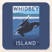 Whidbey Insel, WashingtonOrca und Kalb Rechteckiger Pappuntersetzer (Vorderseite)