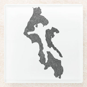 Whidbey Island Island County Karten Design Glasuntersetzer