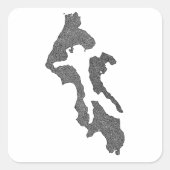 Whidbey Island Island County Map Design Quadratischer Aufkleber (Vorderseite)