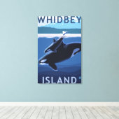 Whidbey Island, Washington Orca und Calf Leinwanddruck (Insitu (Holzboden))