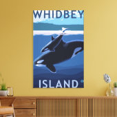 Whidbey Island, Washington Orca und Calf Leinwanddruck (Insitu (Wohnzimmer))