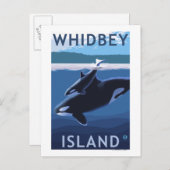 Whidbey Island, Washington Orca und Calf Postkarte (Vorne/Hinten)