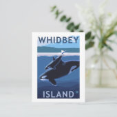 Whidbey Island, Washington Orca und Calf Postkarte (Stehend Vorderseite)