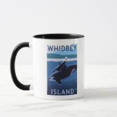 Whidbey Island, Washington Orca und Calf Tasse (Links)