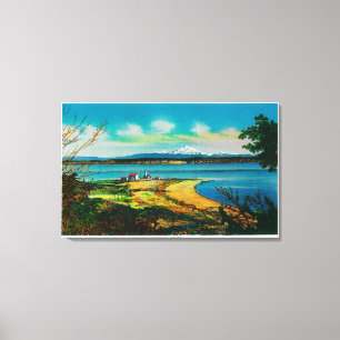 Whidby Island und Mt Baker von Port Townsend Leinwanddruck