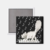 Whie Cat on Piano Keys Magnet (Vorderseite/Rückseite)