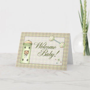 Whimical Kariert Welcome Baby Ankündigung