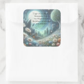 Whimical Night & Quote Quadratischer Aufkleber (Tasche)