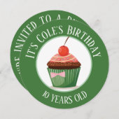 Whimicsal Cupcake mit Chery-Kindergeburtstag Einladung (Vorne/Hinten)