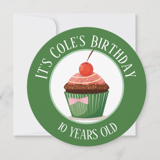 Whimicsal Cupcake mit Chery-Kindergeburtstag Einladung (Vorderseite)