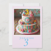 WHIMISCAL 3rd BIRTHDAY CAKE PARTY EINLADUNG (Rückseite)