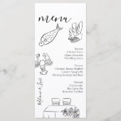 Whimiscal Doodle Black White Heart Wedding Menu  Menükarte (Vorderseite)