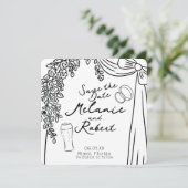 Whimiscal Doodles Black White Bow Floral Einladung (Stehend Vorderseite)