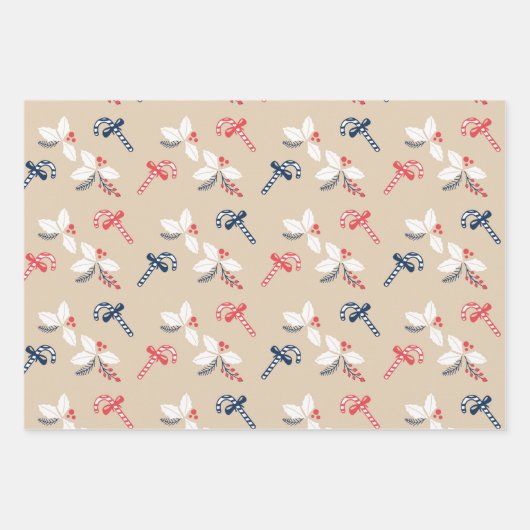 Whimiscal Nordic Christmas Trees and Deers Geschenkpapier Set (Vorderseite 3)