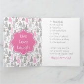 Whimiscal Pink und Gray Sketch Cat Geschenkideen Karte (Innenseite)