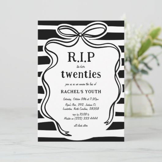 Whimiscal R.I.P bis zu ihren zwanziger 30. Geburts Einladung (Stehend Vorderseite)