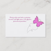 Whimiscal rosa Glasschmetterlings-Visitenkarte Visitenkarte (Rückseite)