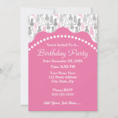 Whimiscal rosa und graue einladung (Vorderseite)