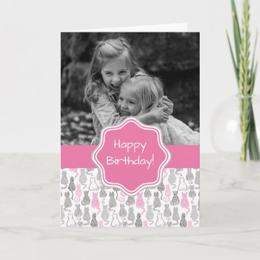 Whimiscal rosa und graue karte (Vorderseite)