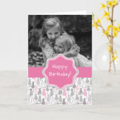 Whimiscal rosa und graue karte (Gelbe Blume)