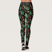 Whimiscal Weihnachtsbaummuster Schwarz Leggings (Rückseite)
