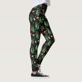 Whimiscal Weihnachtsbaummuster Schwarz Leggings (Rechts)