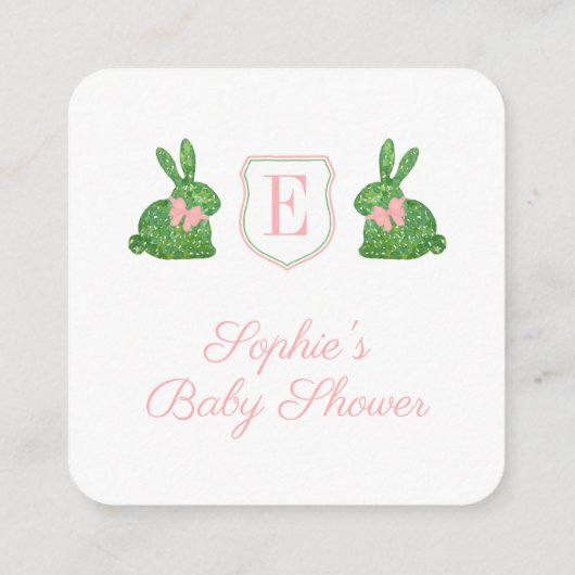 Whimisical Hand Painted Boxwood Bunny QR Code Begleitkarte (Rückseite)