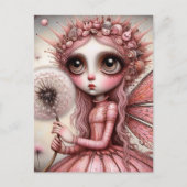 Whimisical Pink Dandelion Fairy Postkarte (Vorderseite)