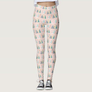 Whimisical Pink Weihnachtsbaum Leggings