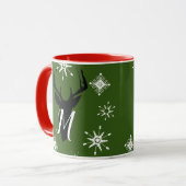 Whimisistische Mongram Deer Snowflakes Weihnachtsf Tasse (Vorderseite Links)
