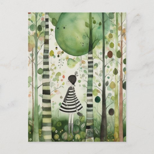Whimiskale Frau im Wald Postkarte (Vorderseite)