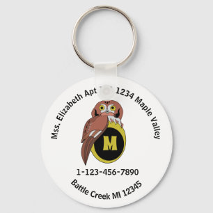 Whimisky Owl Monogram Contact Info Schlüsselanhä Schlüsselanhänger