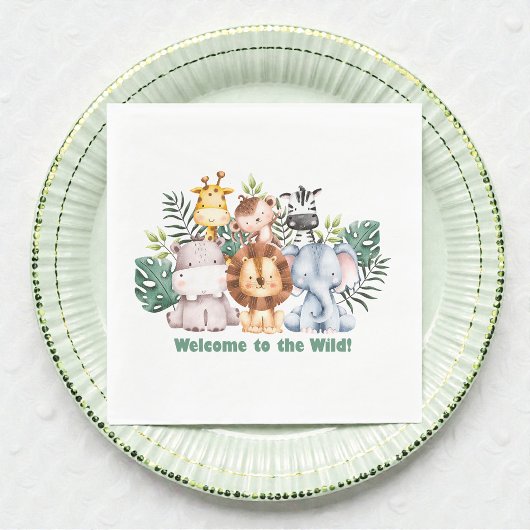 Whimsafari-Geburtstagsfeier mit Tieren Serviette