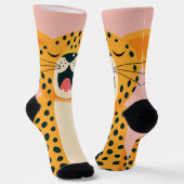 Whimsafari-Tier gähnender Gepard Cartoon Socken (Gewinkelt)