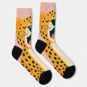Whimsafari-Tier gähnender Gepard Cartoon Socken (Rechts)