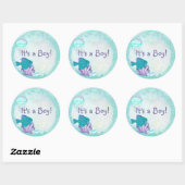 Whimsey Aquarium 2 Folk Kunst, Dichtung und Musik Runder Aufkleber (Blatt)