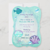 Whimsey Aquarium 2 IST EIN BABY-BOY-MÄDCHEN Einladung (Rückseite)