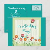 Whimsey Blume Girl Birthday Party Einladung (Vorne/Hinten)