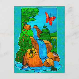 Whimsey Falls Nature Fantasy Art Postkarte