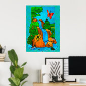 Whimsey Falls Nature Fantasy Poster (Heimbüro)