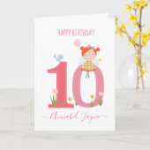 Whimsical 10. Geburtstagsfee niedlich rosa Karte (Gelbe Blume)