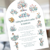 Whimsical 12 Tage Weihnachts Song White Einladung