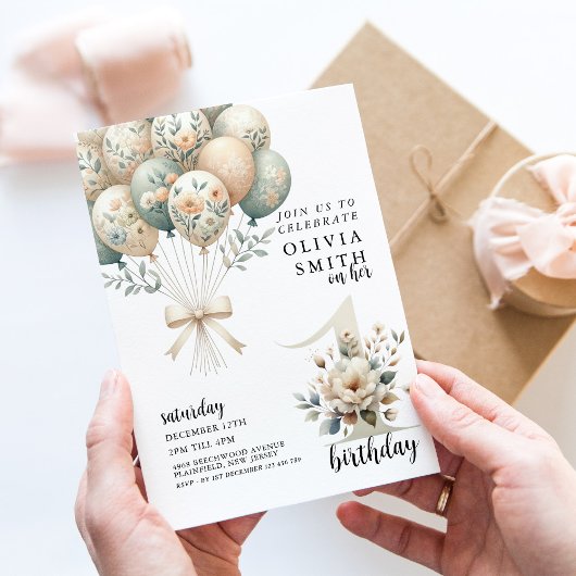 Whimsical 1. Geburtstag Einladung