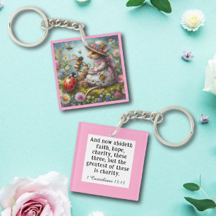 Whimsical 1. Korinther 13,13 Schriftstelle Süße Ma Schlüsselanhänger