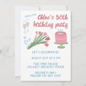 Whimsical 30. Geburtstag Party Girlie Niedlich Cus Einladung (Vorderseite)