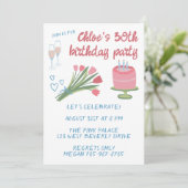 Whimsical 30. Geburtstag Party Girlie Niedlich Cus Einladung (Stehend Vorderseite)